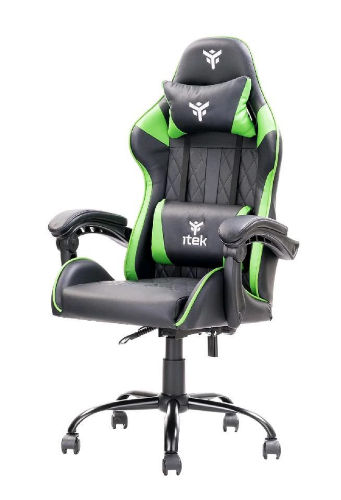 ITEK RHOMBUS PF10 SEDIA GAMING DESIGN ERGONOMICO GIREVOLE DI 360° BRACCIOLI IMBOTTITI SCHIENALE RECLINABILE DOPPIO CUSCINO BLACK GREEN